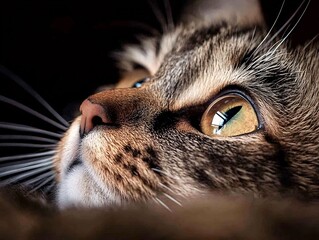 Close up of a Cat s Eye with Whiskers and Nose