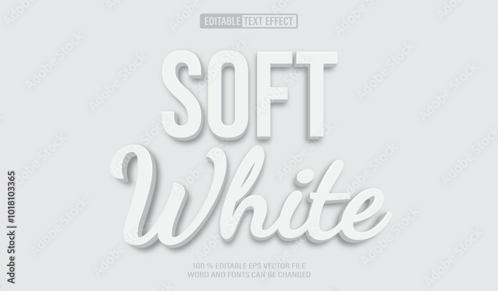 Leinwandbilder Editable 3d text style effect - Soft White Simple text effect Template