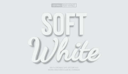 Editable 3d text style effect - Soft White Simple text effect Template