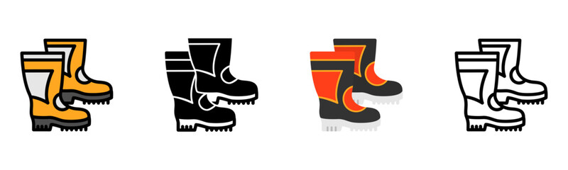 Set of Firefighter Boots Icon