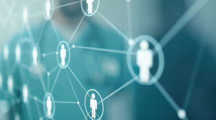 An abstract visual representation of the interconnected network of allied health services, showcasing nodes and lines in a digital healthcare matrix. Structure and coordination within the system.