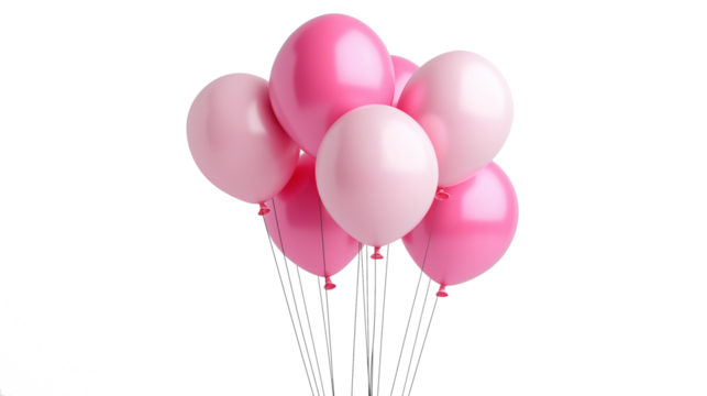 A bunch of pink balloons are floating in the air. The balloons are arranged in a way that they look like they are connected to each other, creating a sense of unity and togetherness