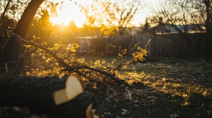 Golden Hour Glow on a Serene Countryside Landscape