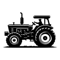Tractor silhouette on white background