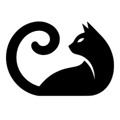 Cat head silhouette vector with white background. Vector Of cat Head Silhouette