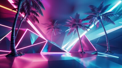 Fototapeta premium Neon Palm Trees
