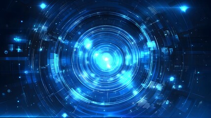 Fototapeta premium Abstract blue modern background with circle elements. Digital technology concept. vector illustration