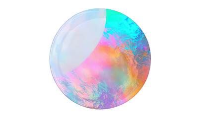 Holographic iridescent sphere with pastel colors isolated on white background. Abstract design element for print and digital art.