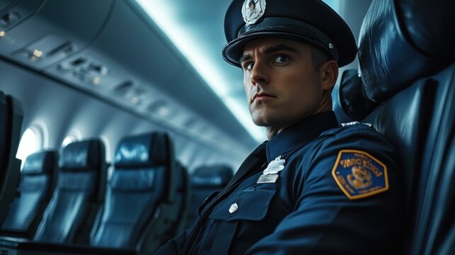 Police Officer on Airplane