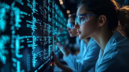 Scientists in lab coats use CRISPR to analyze genes in a modern lab