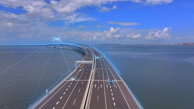 A sea bridge full of technological sense, intelligent transportation
science and technology，