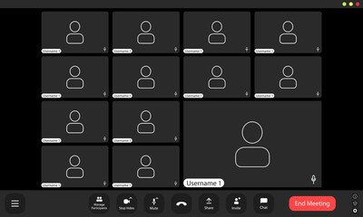 Virtual meeting grid showcasing multiple participants engaged in a remote conference from various locations during the evening