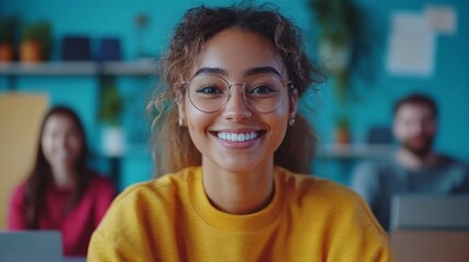 Smiling Woman with Glasses.