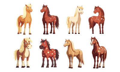 Calm Horses. Sets of Calm horses. Clipart, Design, Logo, Vector, Illustration, Line art, Drawing.