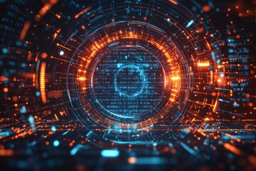 Fototapeta premium Digital Technology background of data and network created with Generative AI