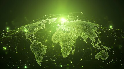 
Map of the planet. Global social network. Future. Vector.Green futuristic background with planet Earth. Internet and technology. Floating Green plexus geometric background.