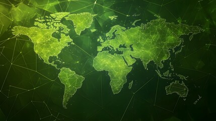 
Map of the planet. Global social network. Future. Vector.Green futuristic background with planet Earth. Internet and technology. Floating Green plexus geometric background.
