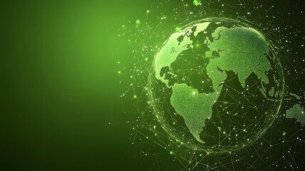 
Map of the planet. Global social network. Future. Vector.Green futuristic background with planet Earth. Internet and technology. Floating Green plexus geometric background.