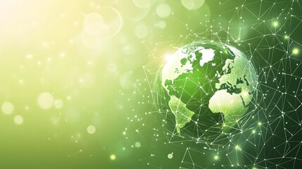 
Map of the planet. Global social network. Future. Vector.Green futuristic background with planet Earth. Internet and technology. Floating Green plexus geometric background.