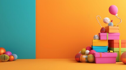 Obraz premium Colorful Gift Boxes and Festive Decorations with Copy Space for Diwali and New Year Greetings