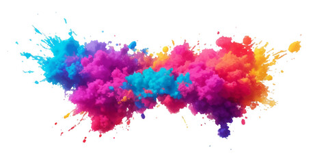 Multicolor powder explosion on White background. Colored cloud. Colorful dust explode. Paint Holi. colorful rainbow Holi paint color powder explosion with bright colors isolated white background.	