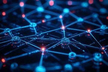 Obraz premium Digital Technology background of data and network created with Generative AI