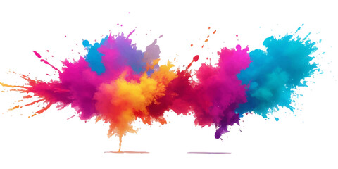 Multicolor powder explosion on White background. Colored cloud. Colorful dust explode. Paint Holi. colorful rainbow Holi paint color powder explosion with bright colors isolated white background.	