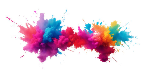 Multicolor powder explosion on White background. Colored cloud. Colorful dust explode. Paint Holi. colorful rainbow Holi paint color powder explosion with bright colors isolated white background.	