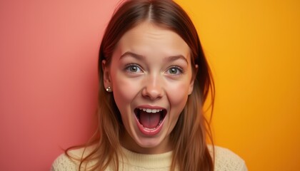 Beautiful woman's emotional face on a plain background. A spectacularly depiction of elegance and charm.