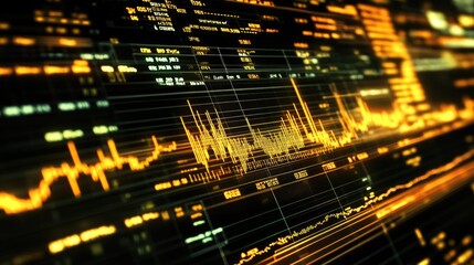 Detailed view of a financial chart showing gold price movements, with candlestick patterns and indicators on a computer monitor