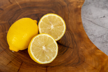 lemon on wooden table