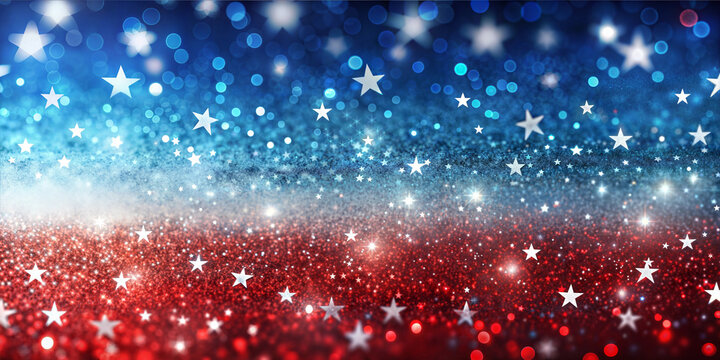 Banner. Abstract patriotic red white blue glitter sparkle background for voting, memorials, labor day and elections. Australia day concept.