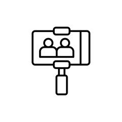 Selfie outline icons, minimalist vector illustration ,simple transparent graphic element .Isolated on white background