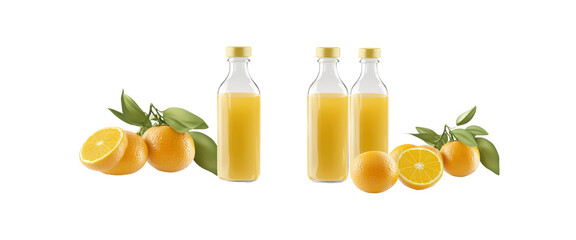 Fresh Orange Juice Bottles and Oranges