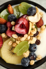 Top View Fresh Fruit Topping on Yoghurt or Cake