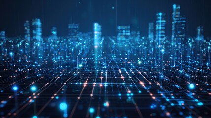 Obraz premium Digital Cityscape: Abstract Representation of a Futuristic City