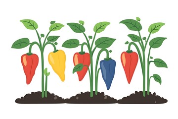 vector art red chili trees pepper