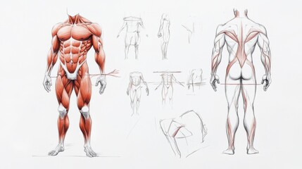 Detailed Anatomy of a Muscular Male Physique Showcasing Strength and Athletic Prowess