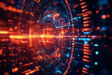 Fototapeta premium Digital Technology background of data and network created with Generative AI