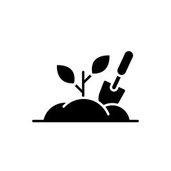 Gardening icon. Simple solid style. Garden, farming, shovel, soil, spade, organic, trowel, dirt, nature, farm, agriculture concept. Black silhouette, glyph symbol. Vector illustration isolated.