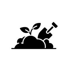 Gardening icon. Simple solid style. Garden, farming, shovel, soil, spade, organic, trowel, dirt, nature, farm, agriculture concept. Black silhouette, glyph symbol. Vector illustration isolated.