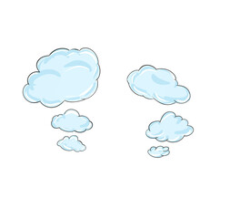 Cartoon clouds .Painting isolated on white background.