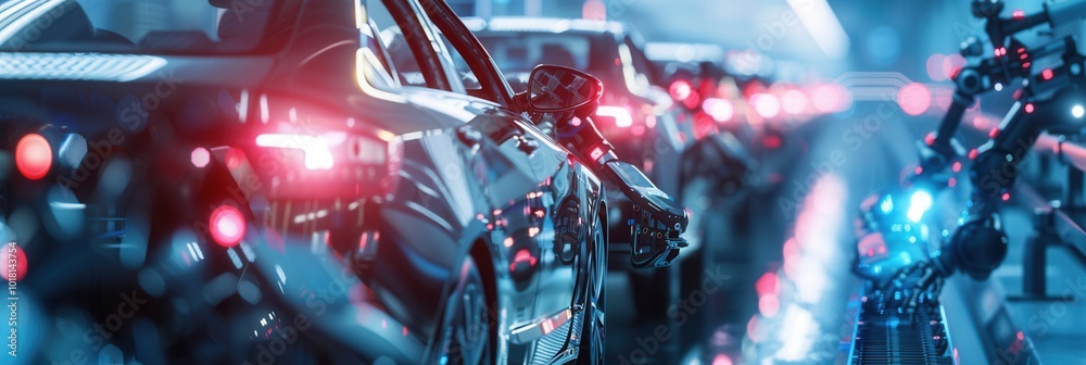 Leinwandbilder robotic arms meticulously perform various assembly tasks on vehicles in a state-of-the-art automotiv