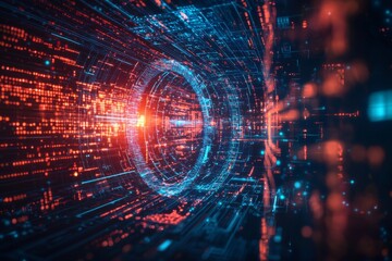 Obraz premium Digital Technology background of data and network created with Generative AI