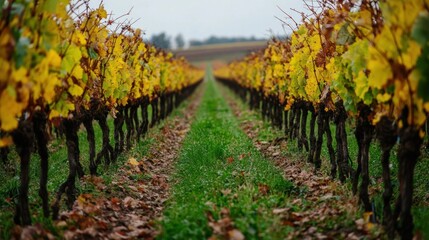 Vineyard Rows in Autumn