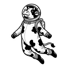 cow astronaut wearing a spacesuit funny sketch © Satoru Sketches