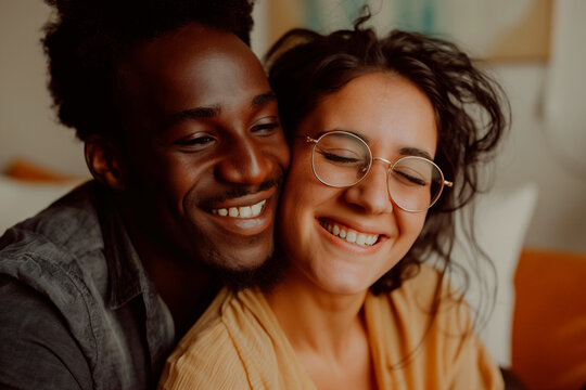 happy multiracial couple