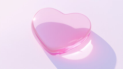 Obraz premium pink heart isolated on white background, A pink 3D heart with a bouncy jelly texture