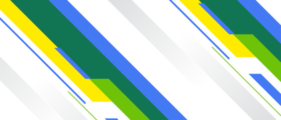 Abstract Geometric Background With Blue Yellow Green Stripes Design