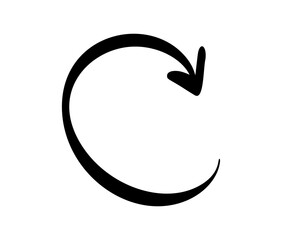 Black arrow pointing down following a curved path